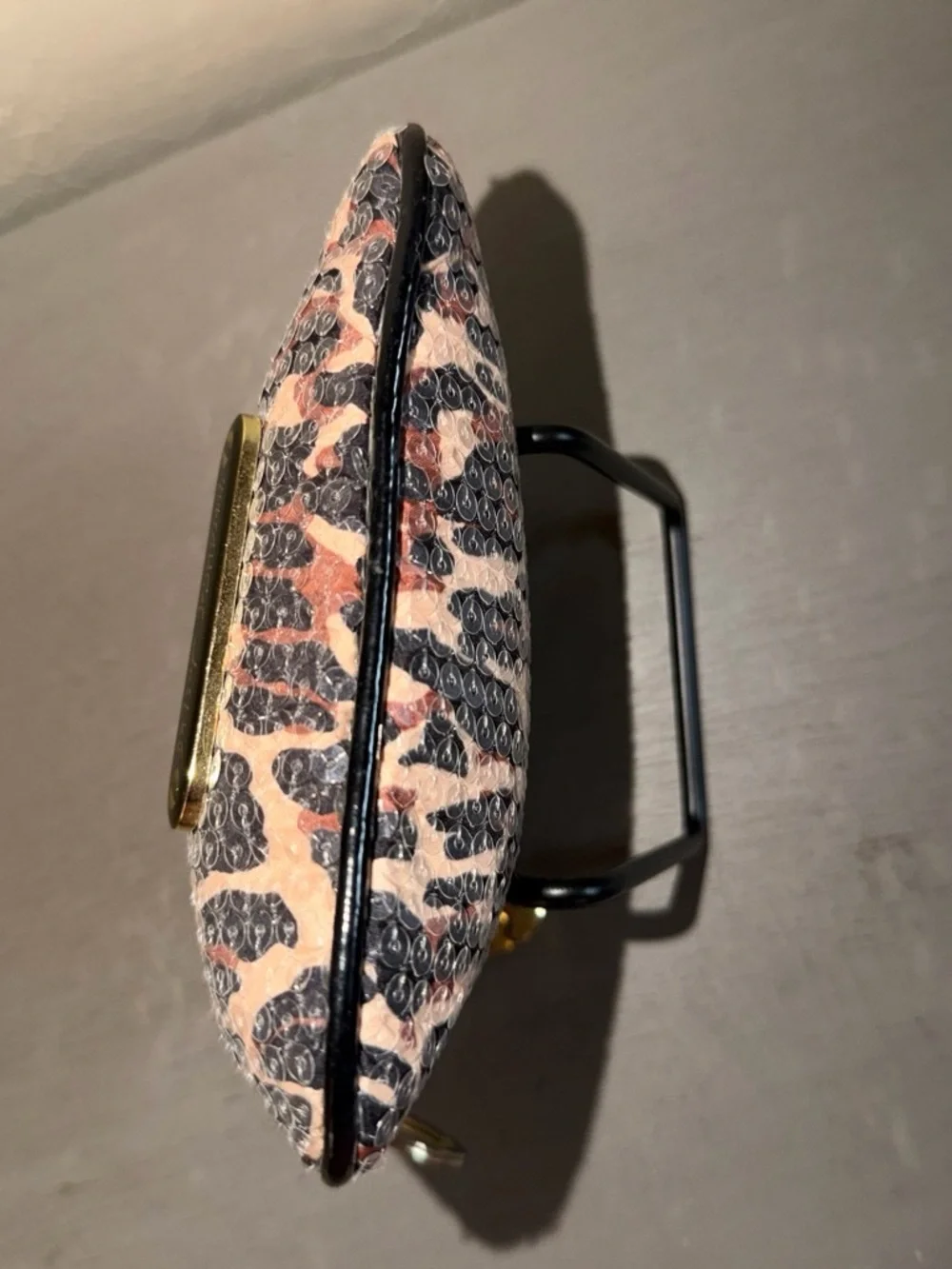 Betsey Johnson Sequined Leopard Print Clutch in Pink, Black & Brown